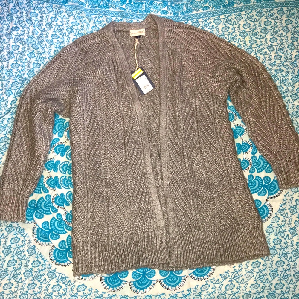 Heather Gray Chunky Knit LS Cardigan Medium